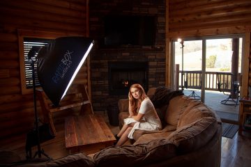 indoor portrait photography blending artificial lighting with ambient light