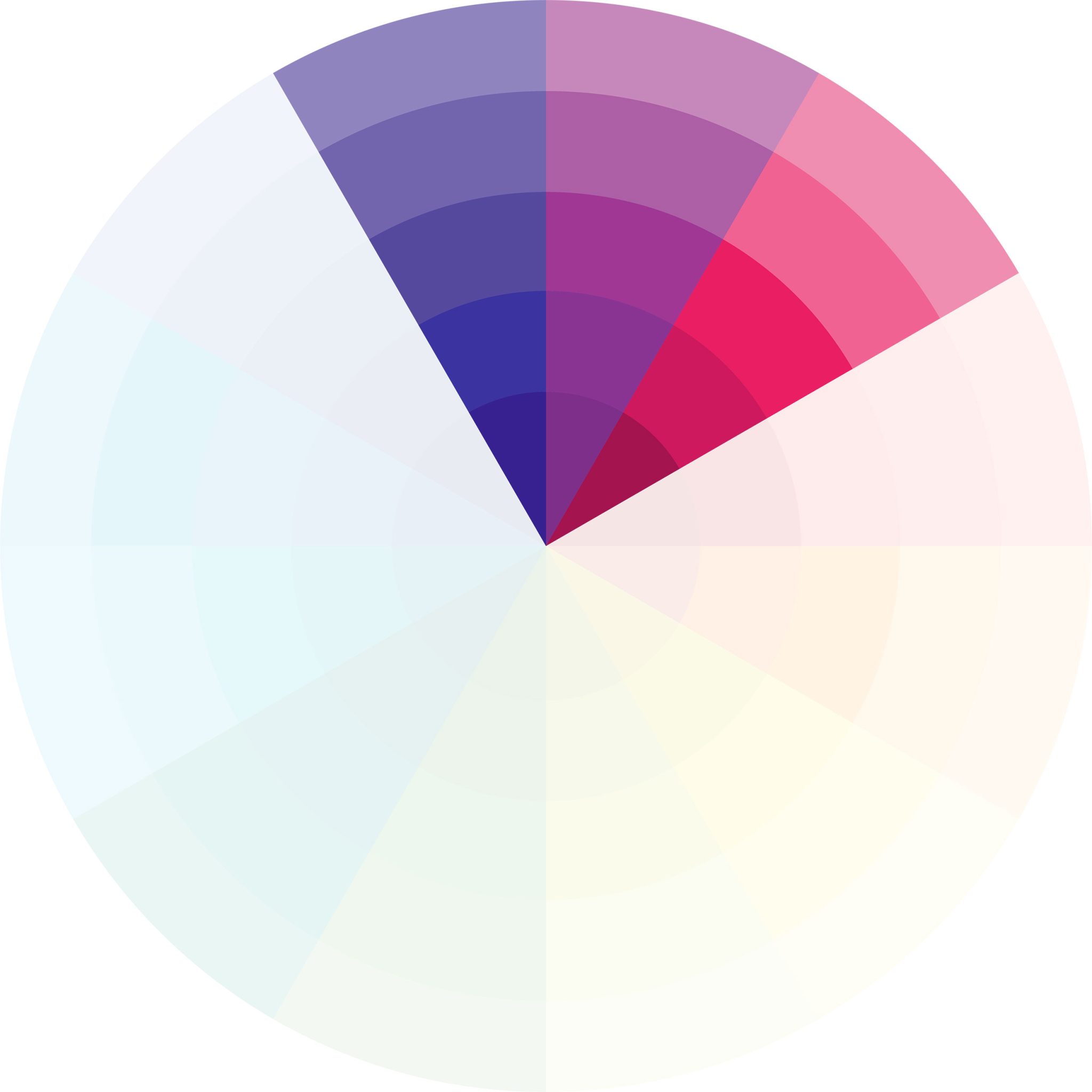 Analogous color wheel showing blue purple and pink Color wheel showing how related colors create soft cohesive portrait lighting