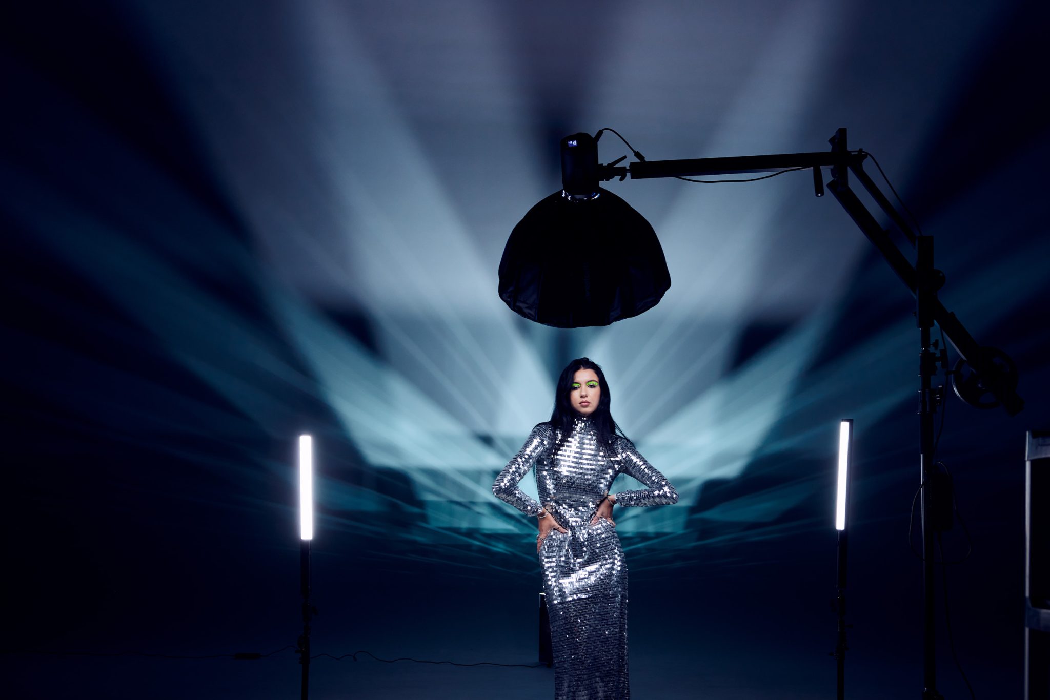 Behind the scenes of the mirror prism, L120-B, Ice Light 3, and studio setup.