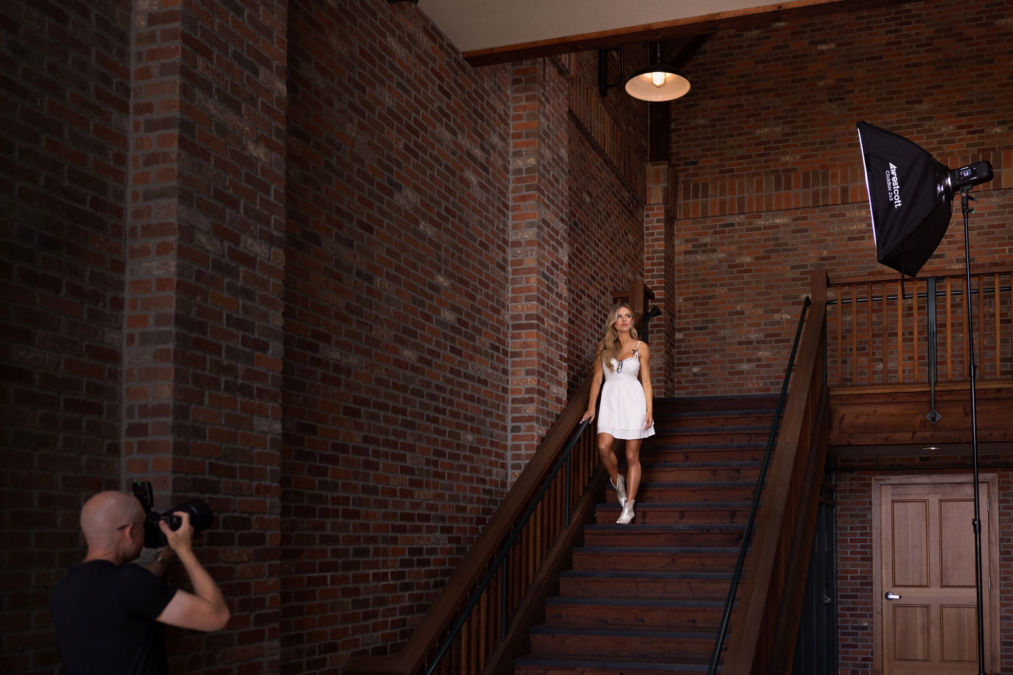 CD1A2784 Behind the scenes showing FJ400 II and ClickBox softbox setup for natural looking flash photography.