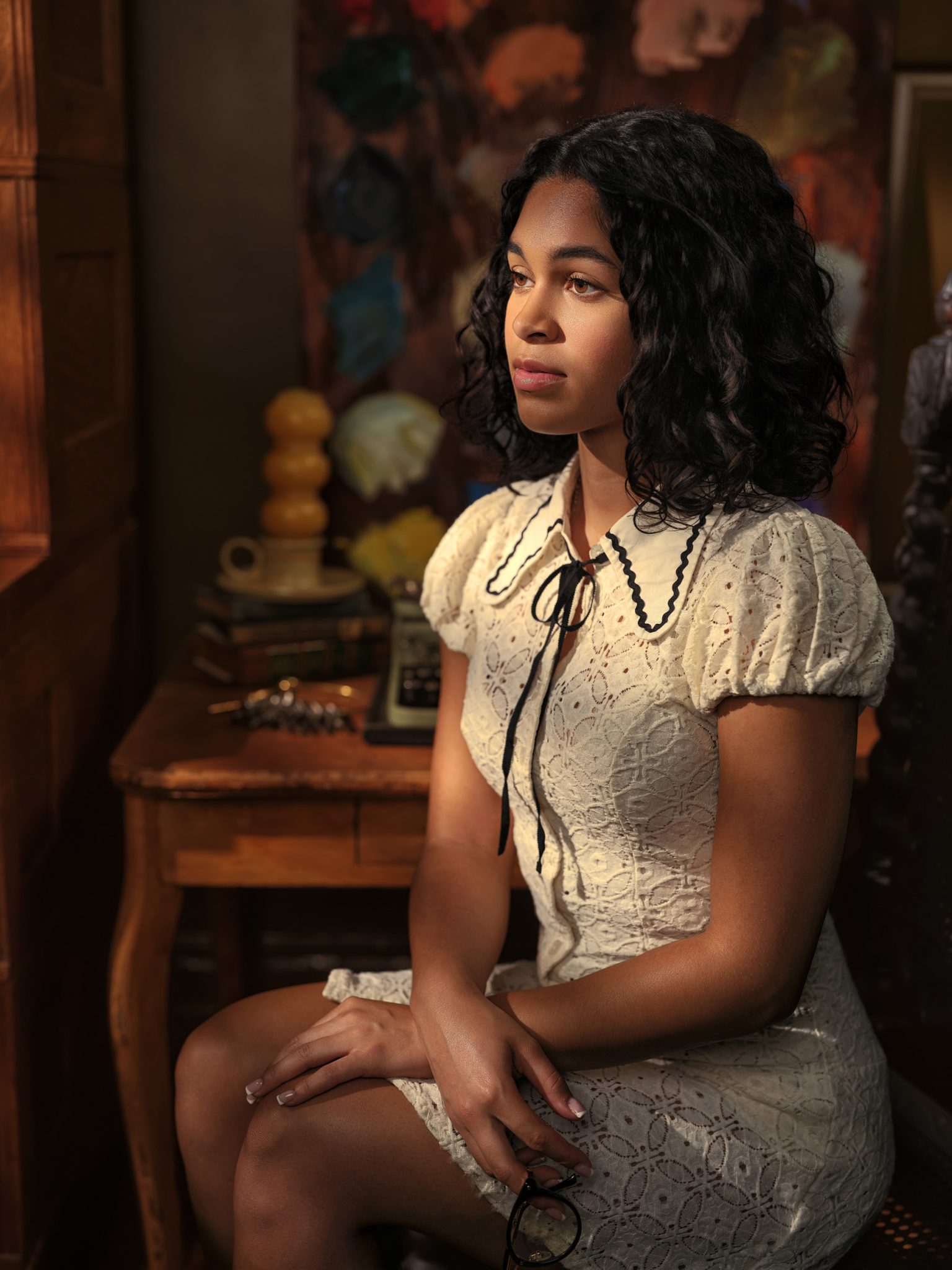 Close-up portrait using the Optical Spot to create controlled window light detail.