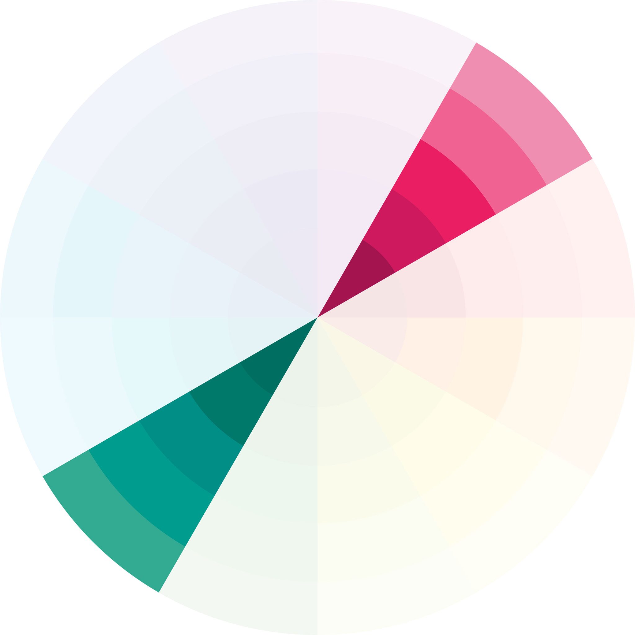 Color wheel reference showing teal and pink sit opposite for strong visual impact Color wheel showing opposite colors for strong visual impact