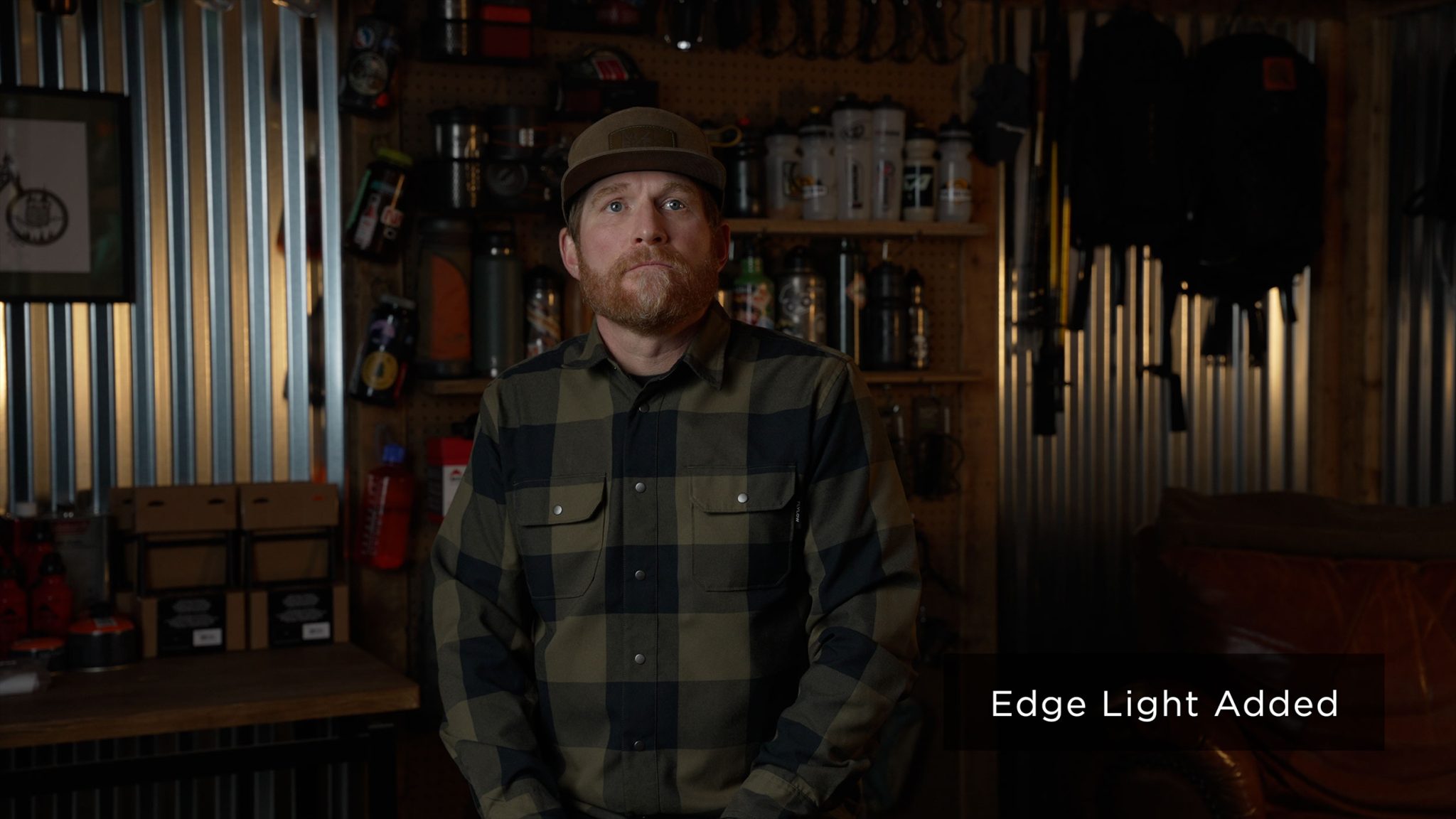 Edge-Light-Added Interview subject shown with main light and edge light added