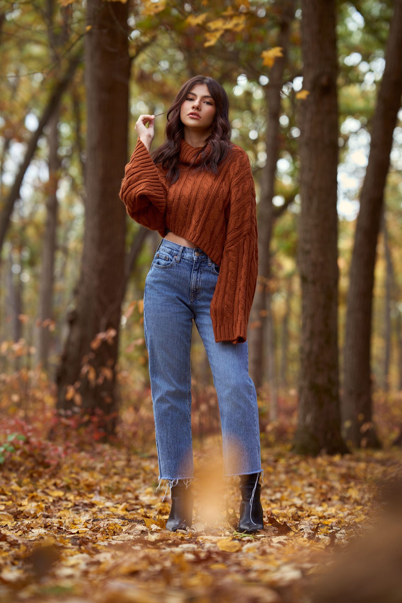 Full body outdoor portrait showing how changing shooting angles creates a new look in the same location
