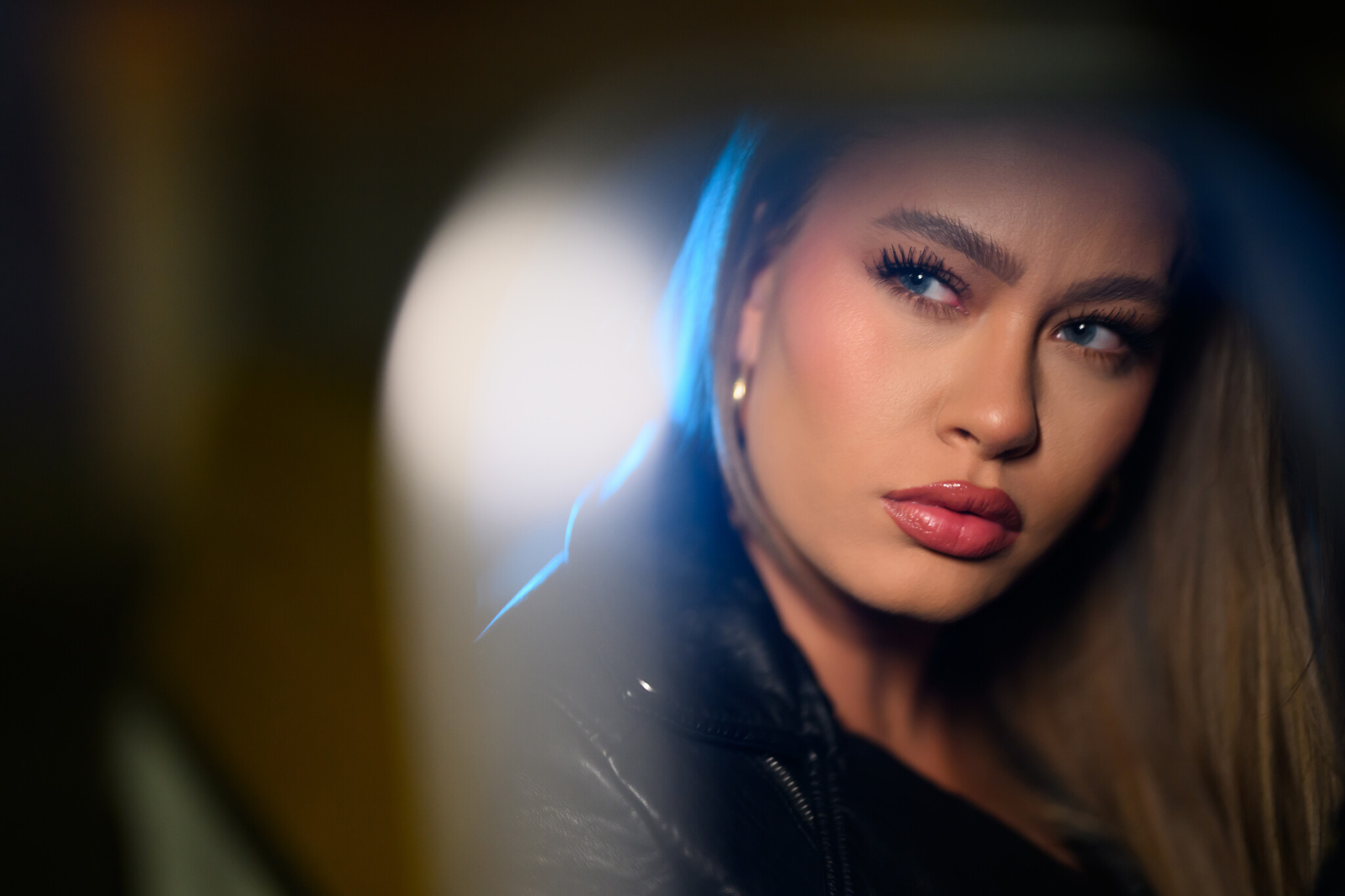 Blonde woman looking suspicious