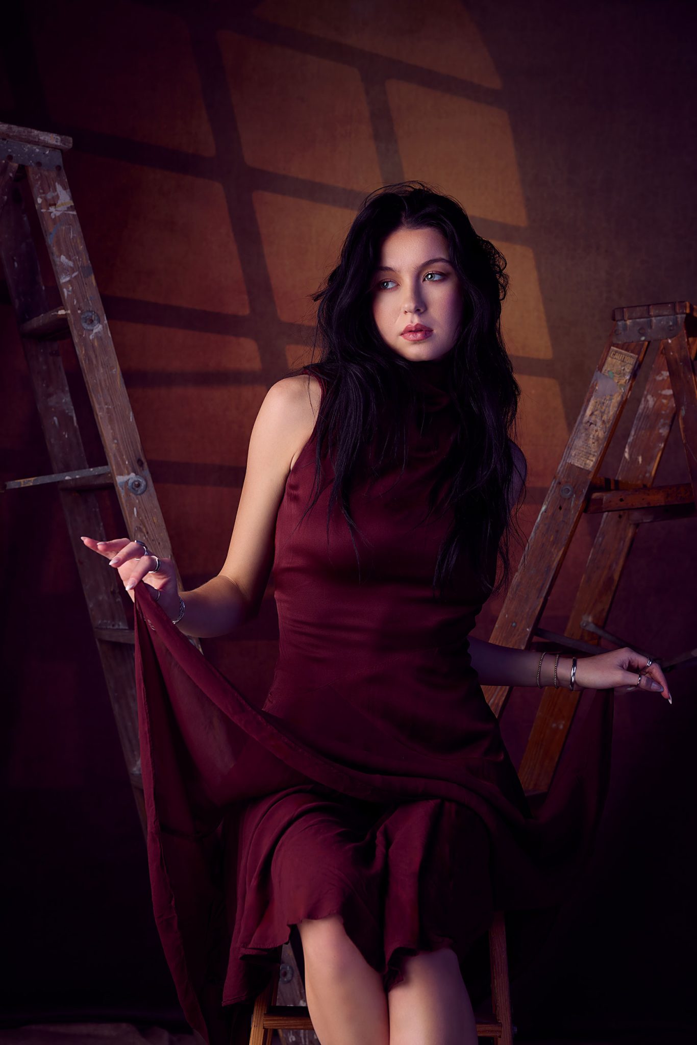 Lit with three FJ400 II strobes for layered depth and color contrast. Portrait lit with 3 FJ400 II strobes for layered depth and color contrast