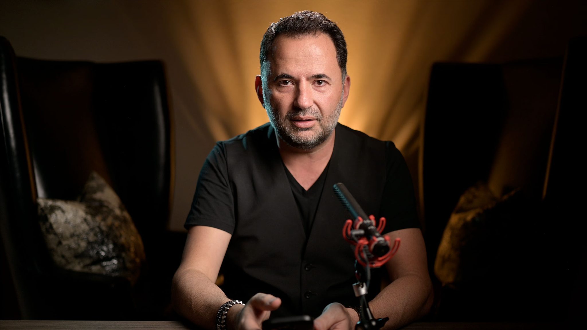 Main-Light-Edge-Light-Hair-Light-with-Background-Light-Added Main, Edge, Hair, and Background Lights: Adding a warm background light from the Westcott L60-B adds texture and depth to the scene.