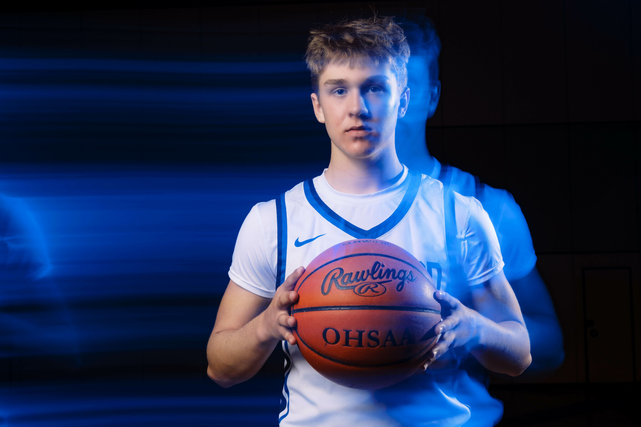 Sports Portrait with Light Trails Sports Portrait of a basketball player with Light Trails