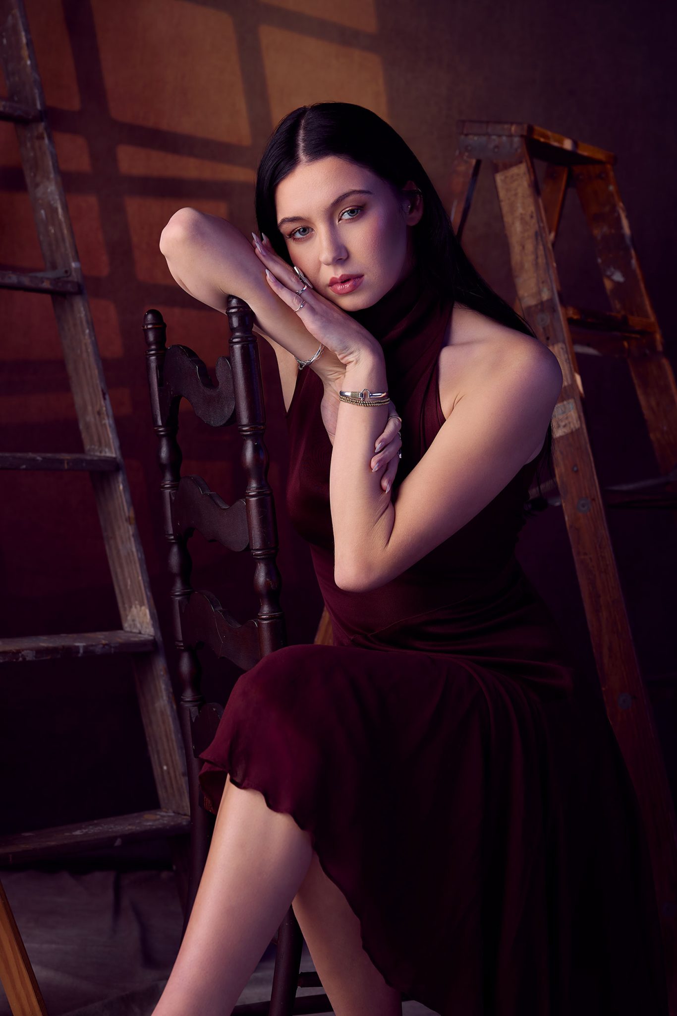 Studio portrait lit with three FJ400 II strobes for depth, texture, and color contrast Studio portrait lit with 3 FJ400 II strobes for depth, texture, and color contrast