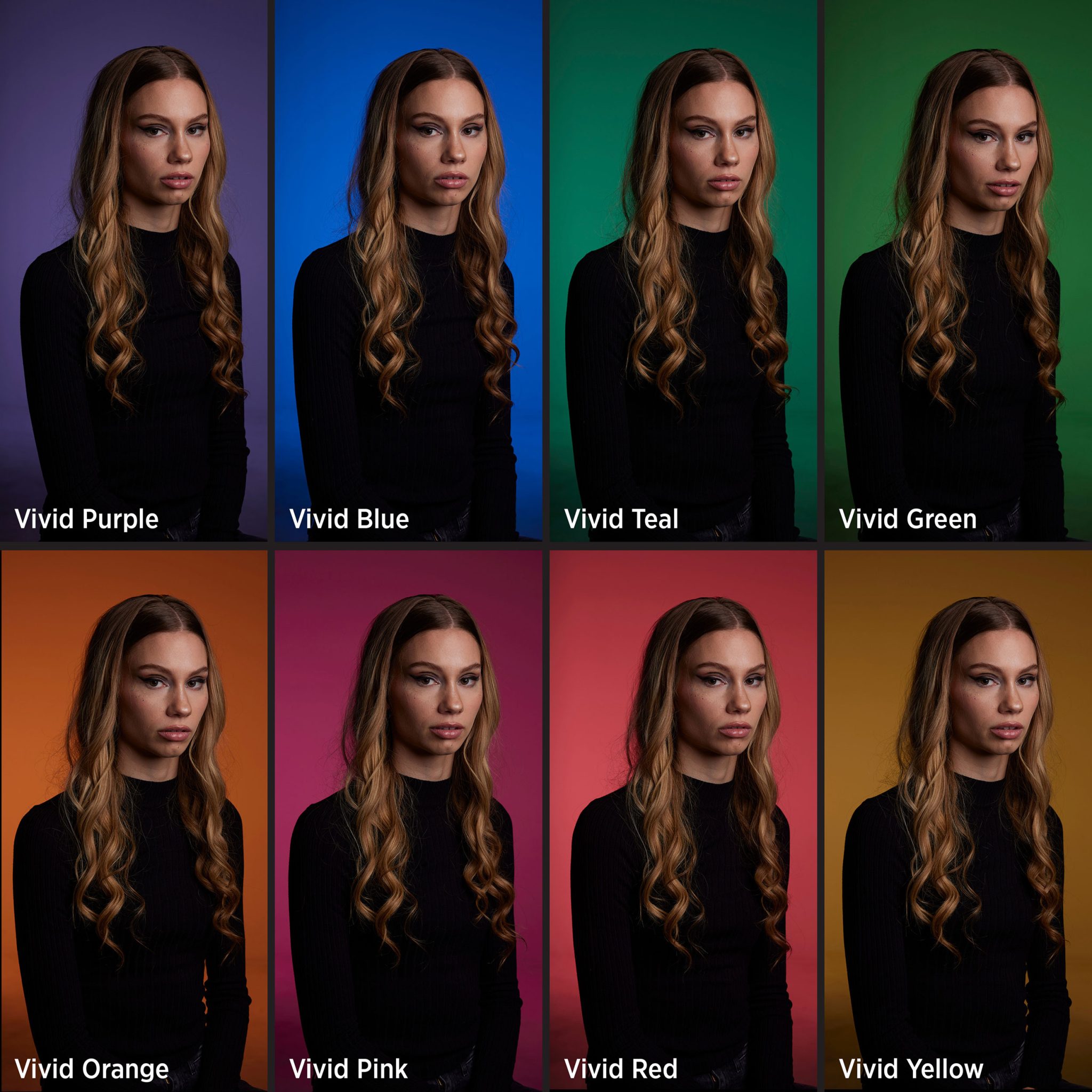 Vivid FlexiGels on the background filling the backdrop with rich color Filling background with colored light using gels