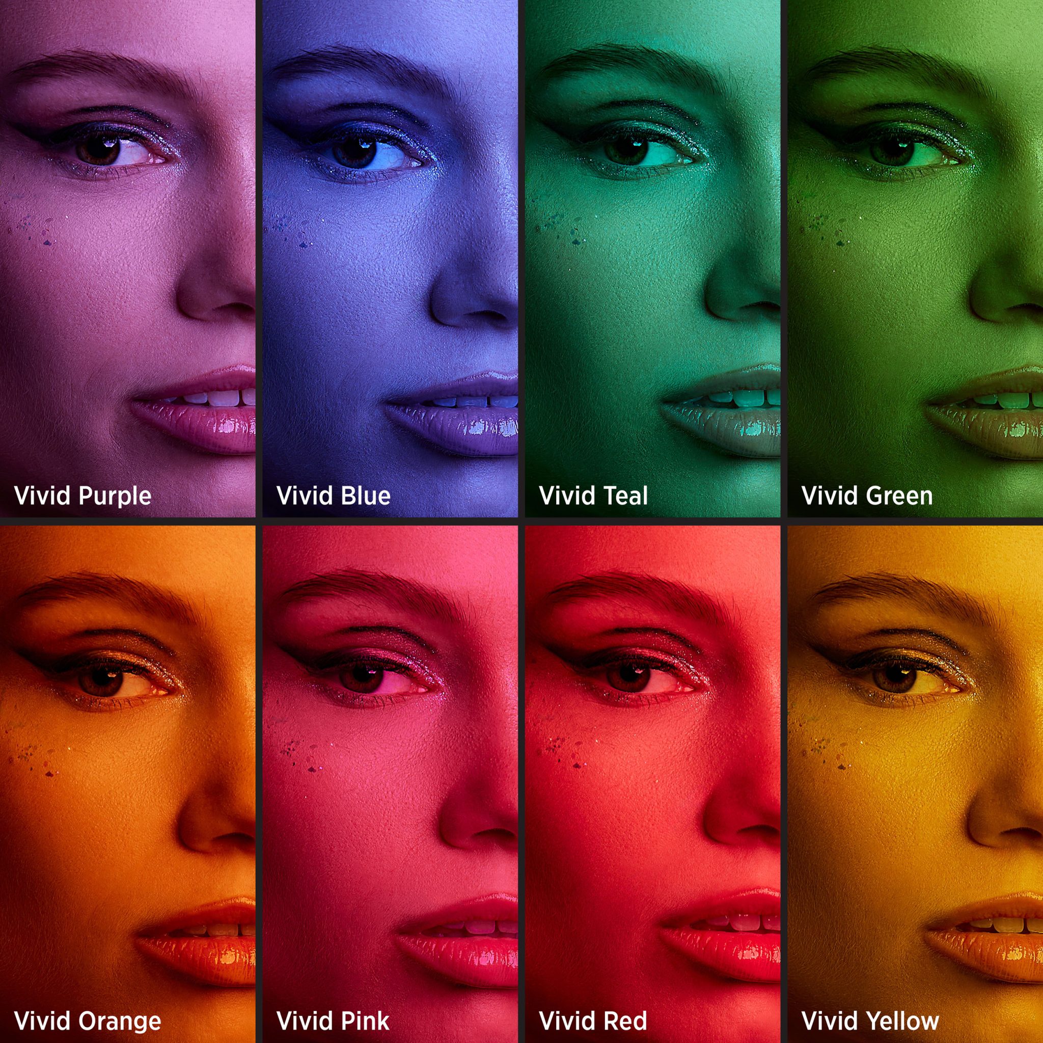 Vivid FlexiGels on the subject adding bold color to skin tones Effects of colored gels on skin tone