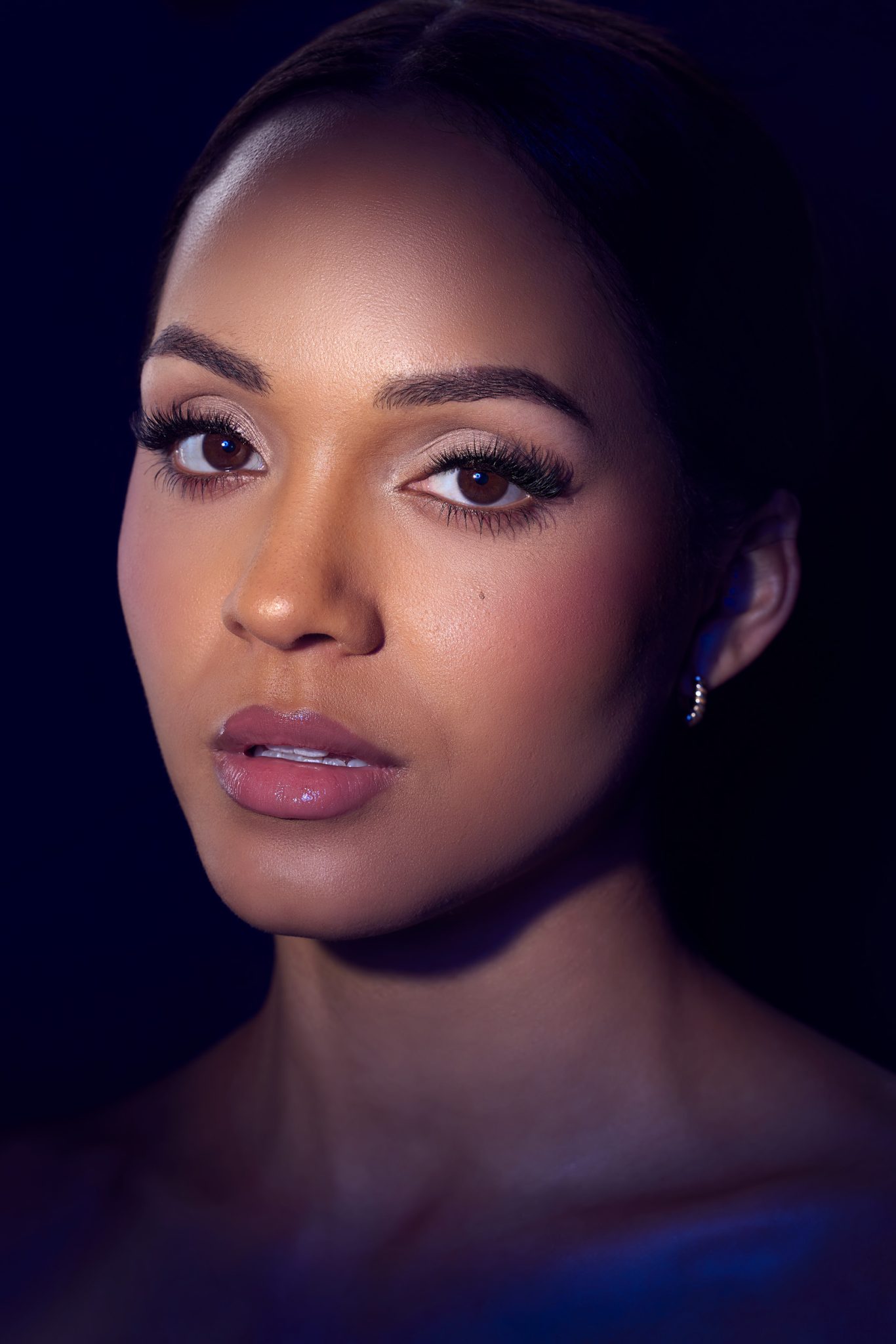 Moody black background achieved instantly by adding black foam core behind the model.