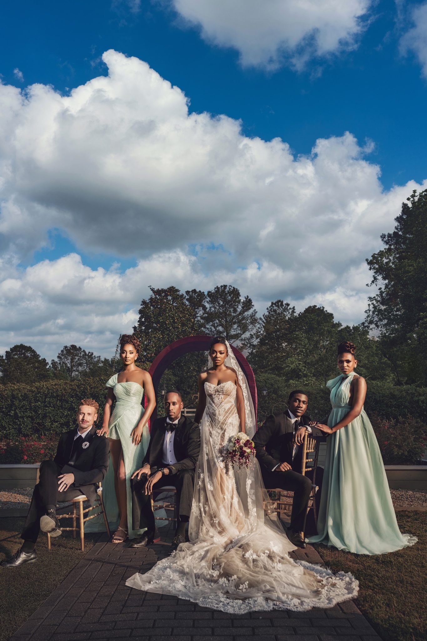 Final photo shows a dynamic composition using chairs to add levels and visual interest.