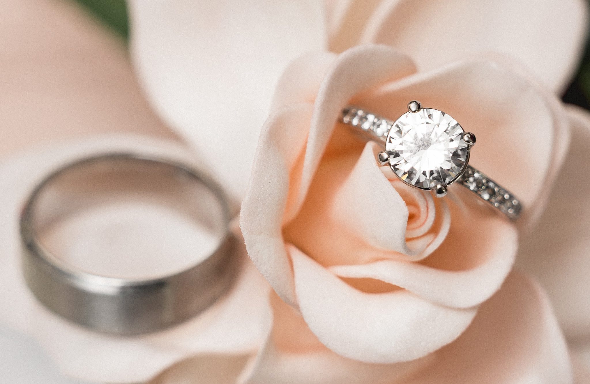Bounced Westcott FJ100 Speedlight creates soft, even light across the wedding ring details.
