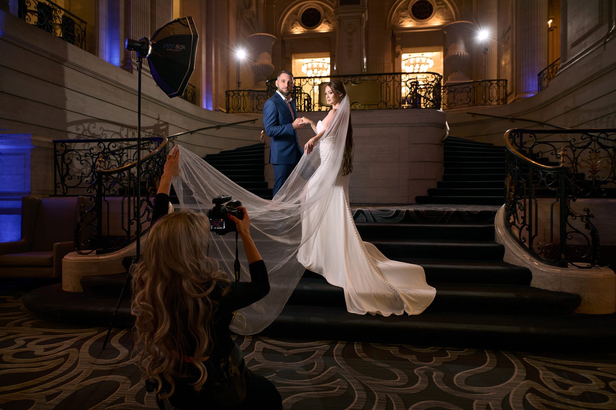 Behind the scenes with two FJ100 rim lights and an FJ100 with Octa-S as the main light.