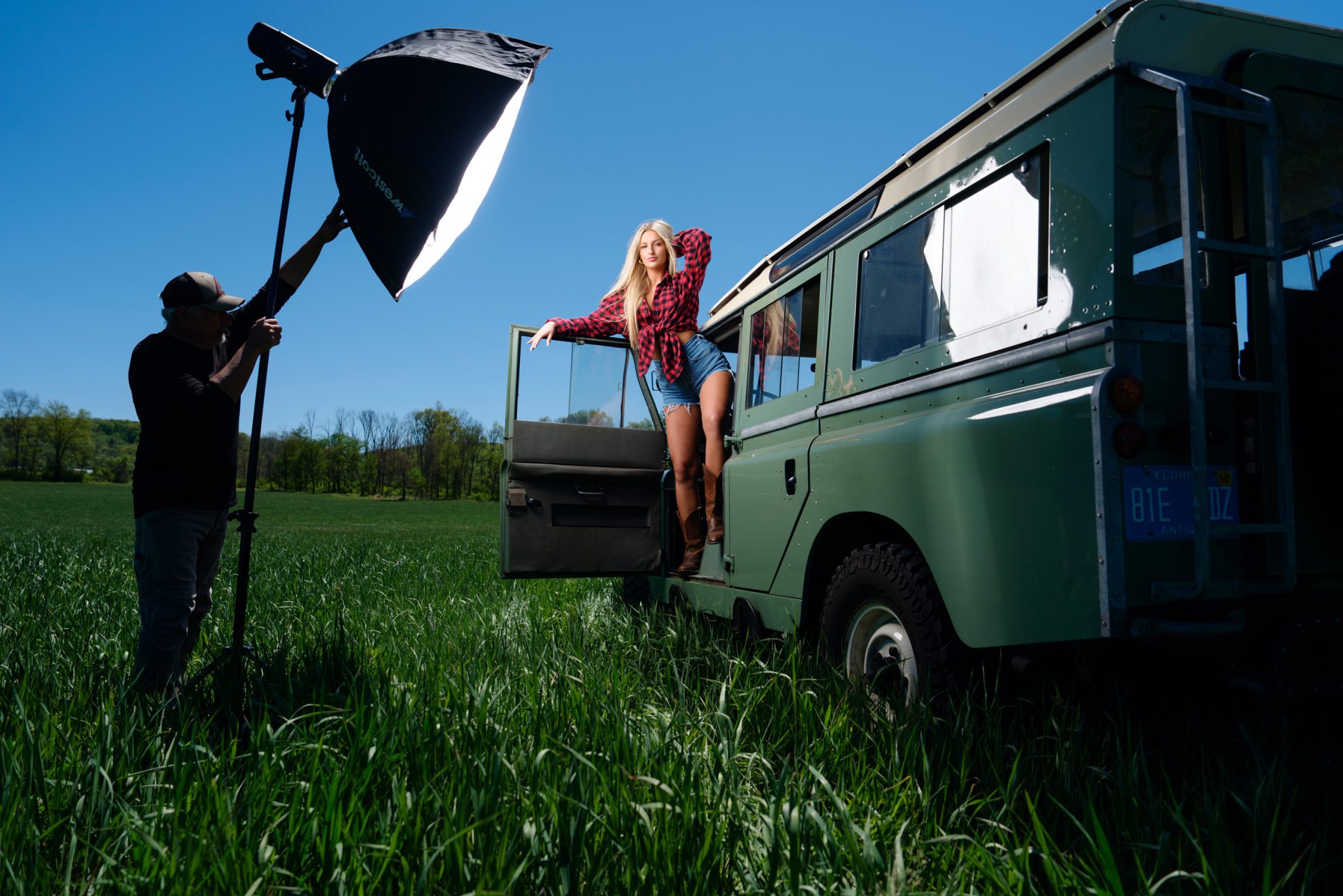 Behind the scenes with the FJ800 and Rapid Box Switch Octa-L for softer outdoor light.