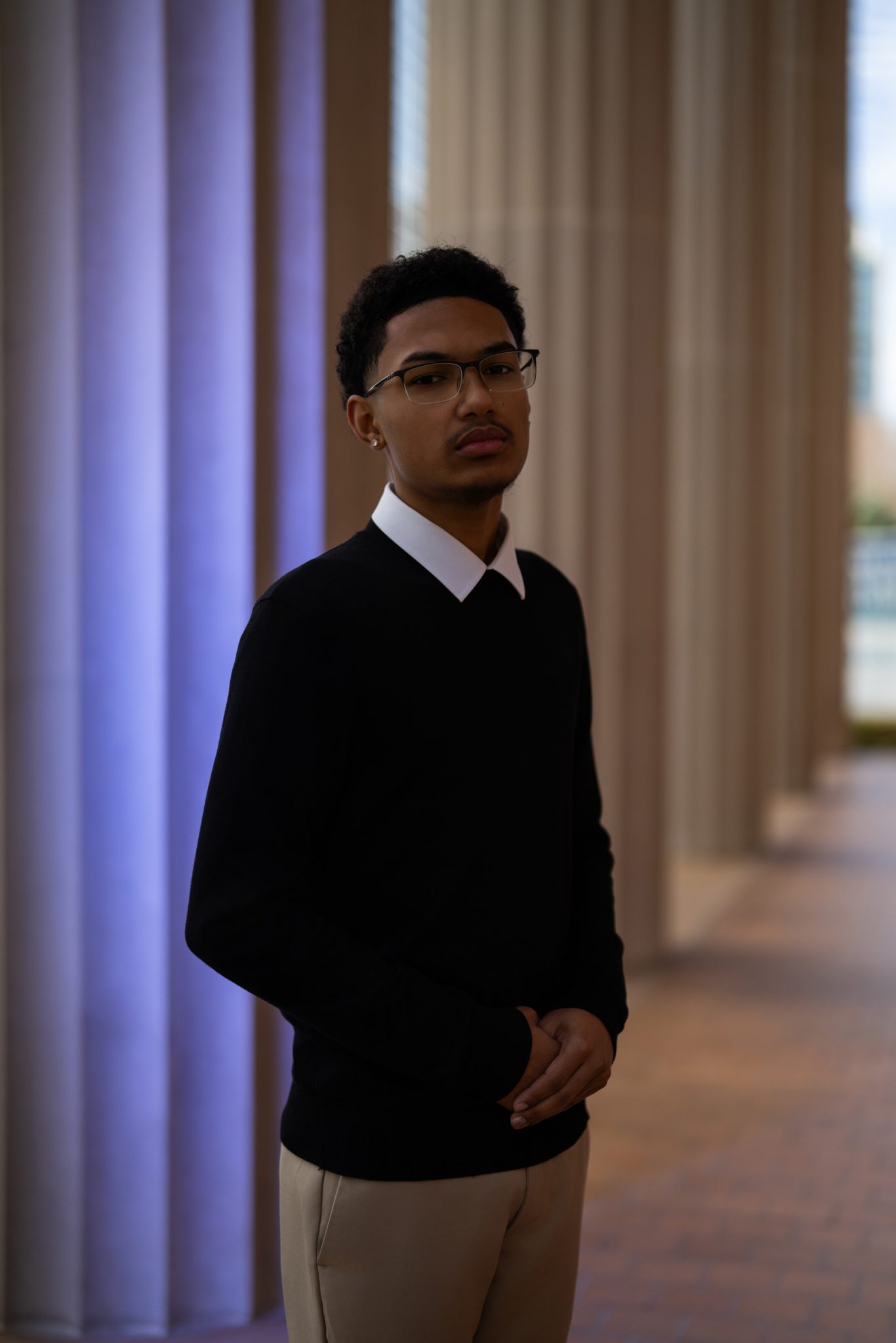 Background gelled light added introduces bold color to the background.