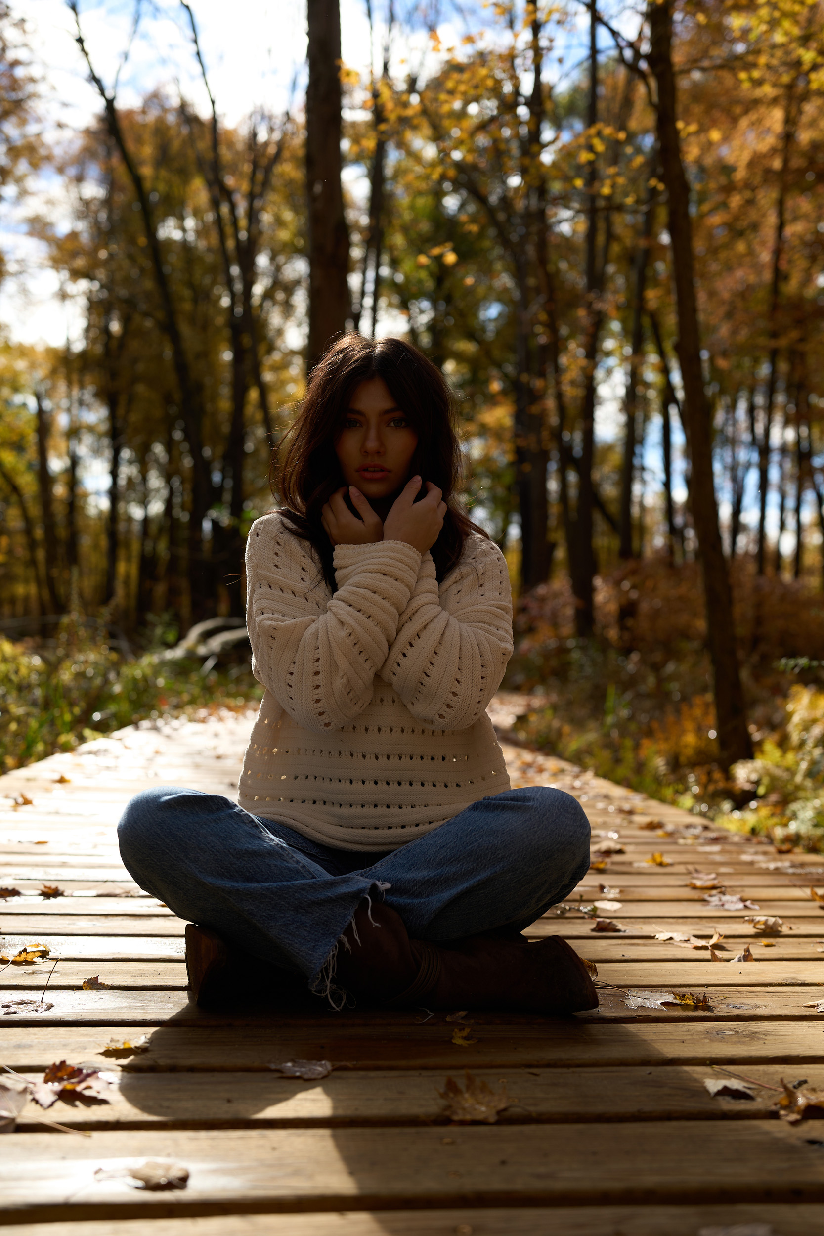 Before: Natural light only with the subject in shadow, showing flat light and loss of facial detail.